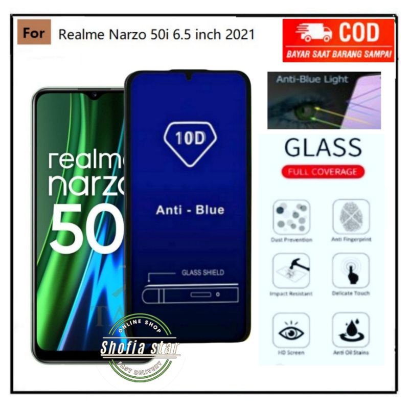 Tempered Glass Blue light REALME Narzo 50i 50A 50A Prime 50i Prime  50 5G 30 20 30A REALME C35 C31 Anti Gores Kaca Full Layar Anti Radiasi