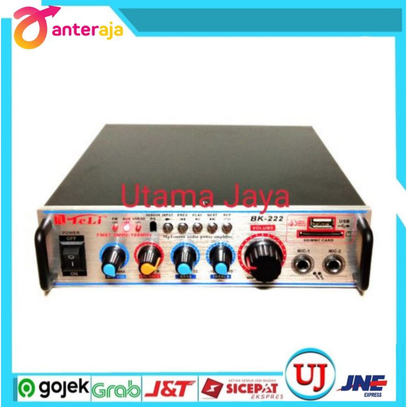 Ampli Mini Teli BK-222 STREO USB FM AC/DC Amplifier