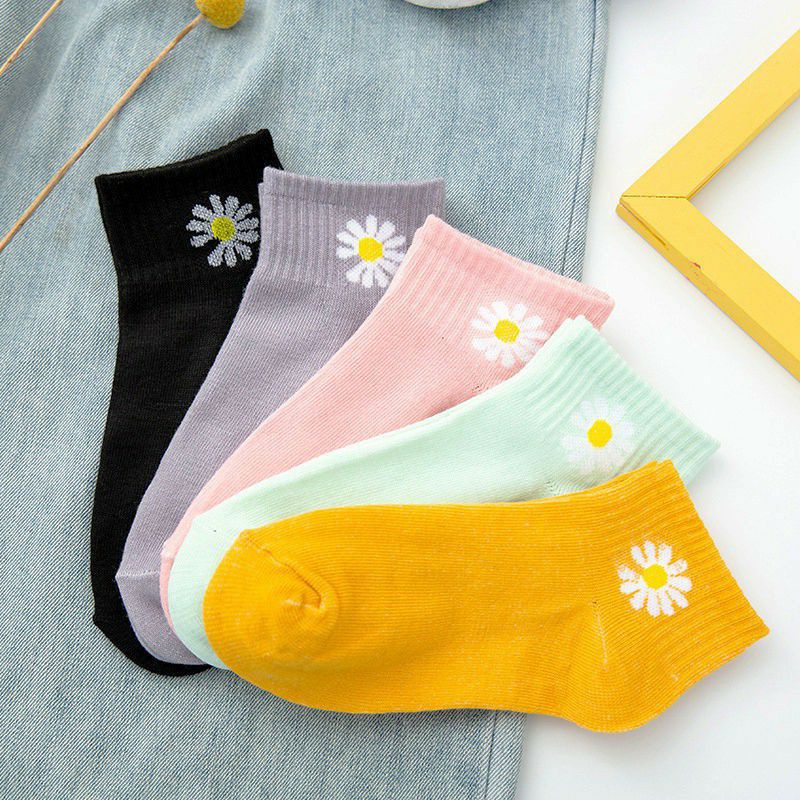 ~ PIYOSHI08 ~ Kaos Kaki Pendek Semata Kaki Bunga Daisy Kaos Kaki Wanita Lucu AF159