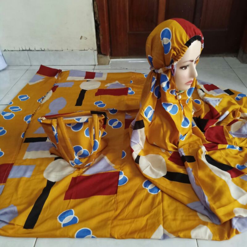 Mukena Terusan Jumbo Mukenah langsungan Rayon Motif