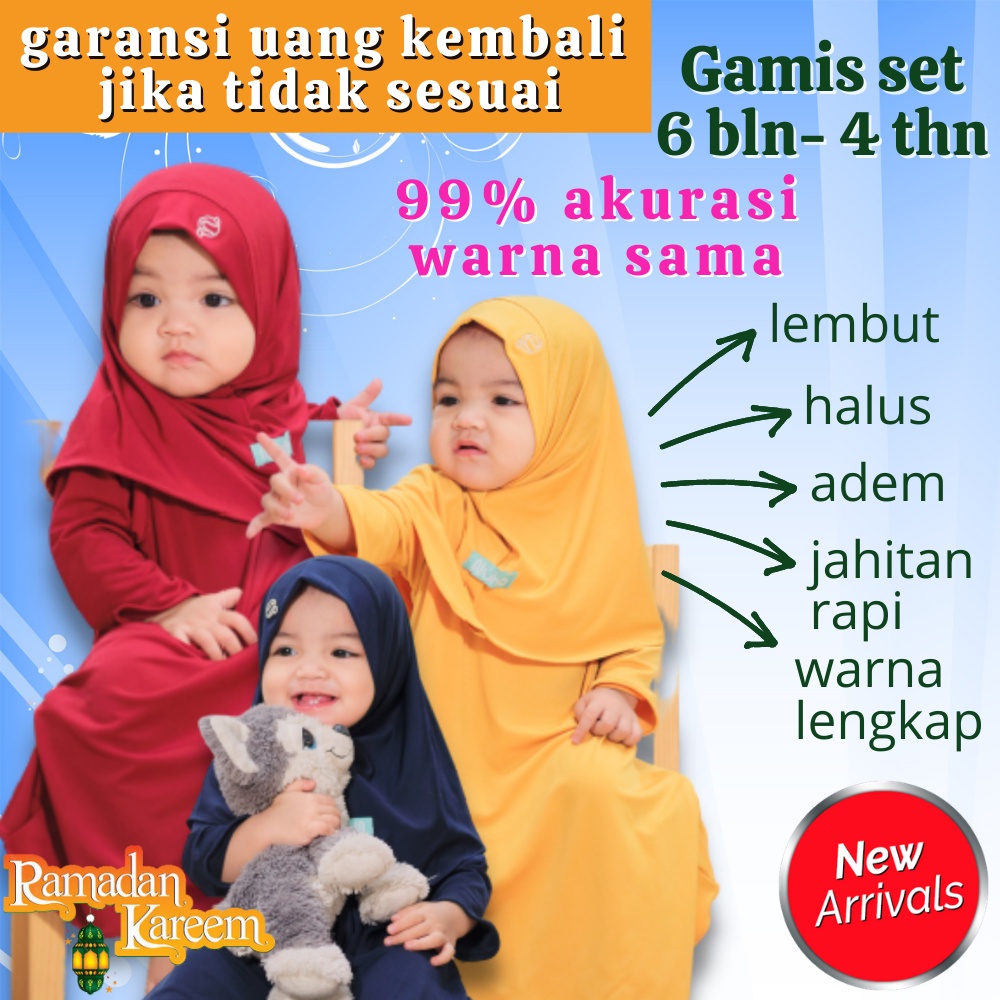 Gamis Balita Baju Muslim Bayi Perempuan 6 12 bulan Gamis Anak 1 2 3 4 tahun Jilbab Bayi Perempuan