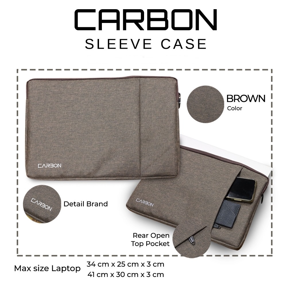 Tas Laptop Sleeve Case Softcase CARBON  13 - 16 inci Untuk Semua Merk Laptop