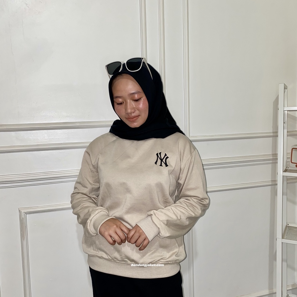 NY SWEATER CRAWNECK ZUMBO Size || SWEATSHIRT BASIC NY LOGO NY BORDIR PRIA DAN WANITA Sz M - XXL II 17 WARNA