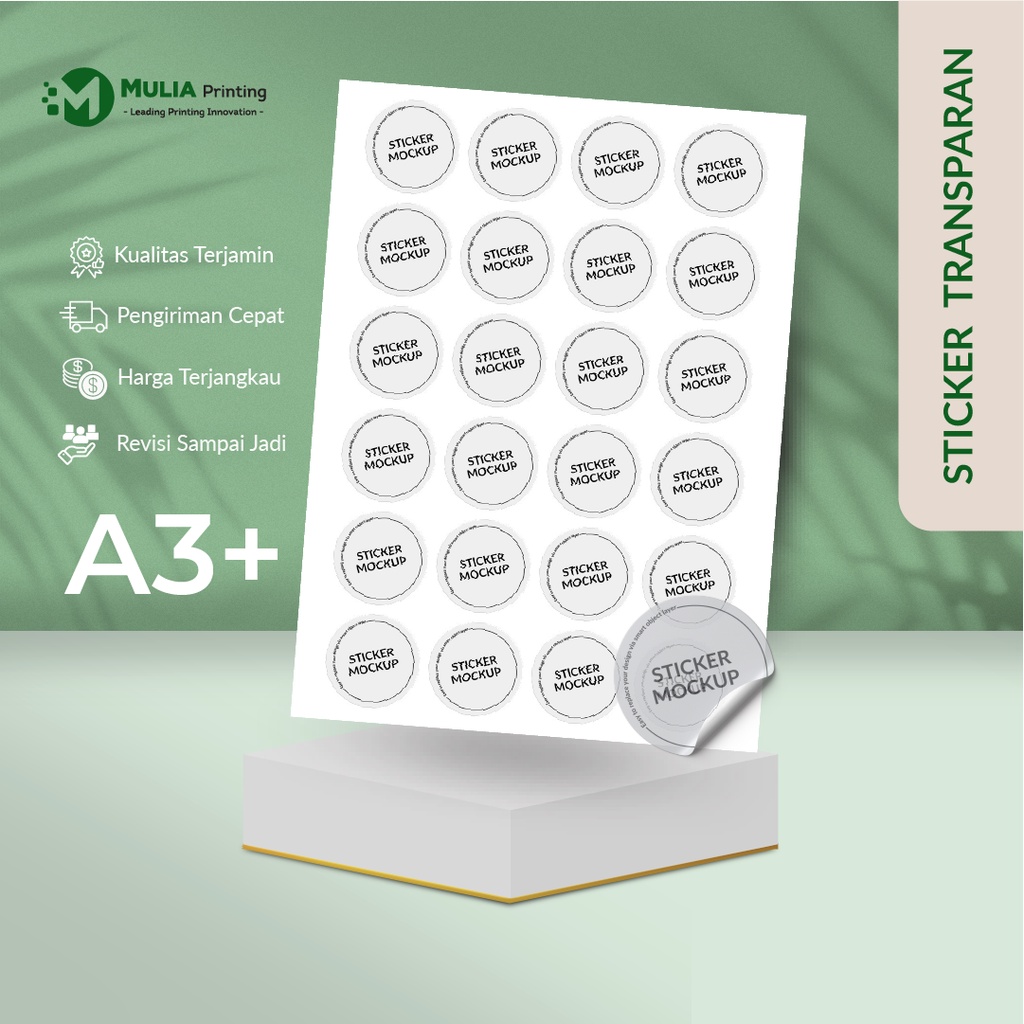 

Custom Sticker Label Transparan (Print & Cut) | Stiker Bening | Bentuk | Label Kemasan Vinyl A3 - MULIA PRINTING