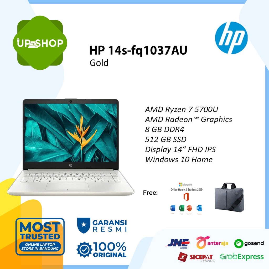 HP 14s-fq1037AU AMD Ryzen 7 5700U 8GB 512GB SSD 14"FHD W10 OHS