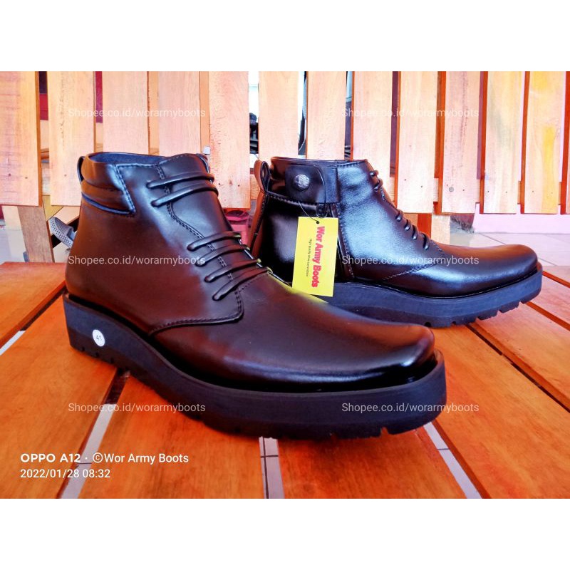 Sepatu Pdh model P2021  Tebal bgt 3-5 cm harga promo Size 38-46 PDH POLRI DISHUB SECURITY  by Wor Army Boots