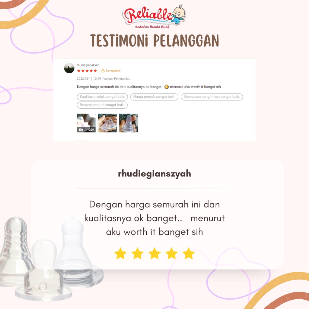 Karet Dot Nipple Silicon Botol Susu Bayi Reguler Dot Bulat Reliable