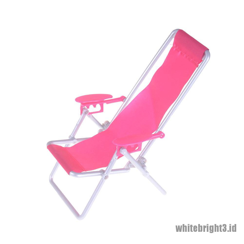 (white3) Miniatur Kursi Pantai Lipat Untuk Aksesoris Rumah Boneka Barbie