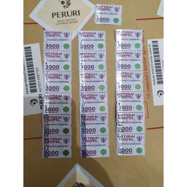 

materai meterai 3000 asli kantor pos peruri