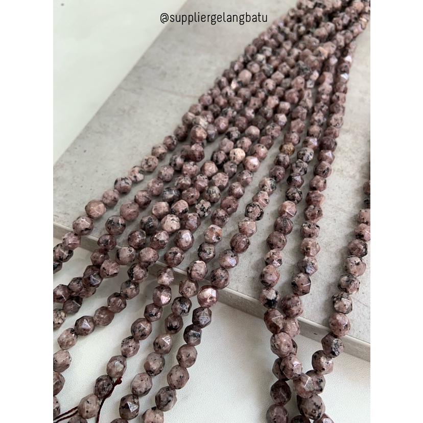 batu hexagon Stone 8mm brown rhodonite cokelat aksesoris gelang kalung