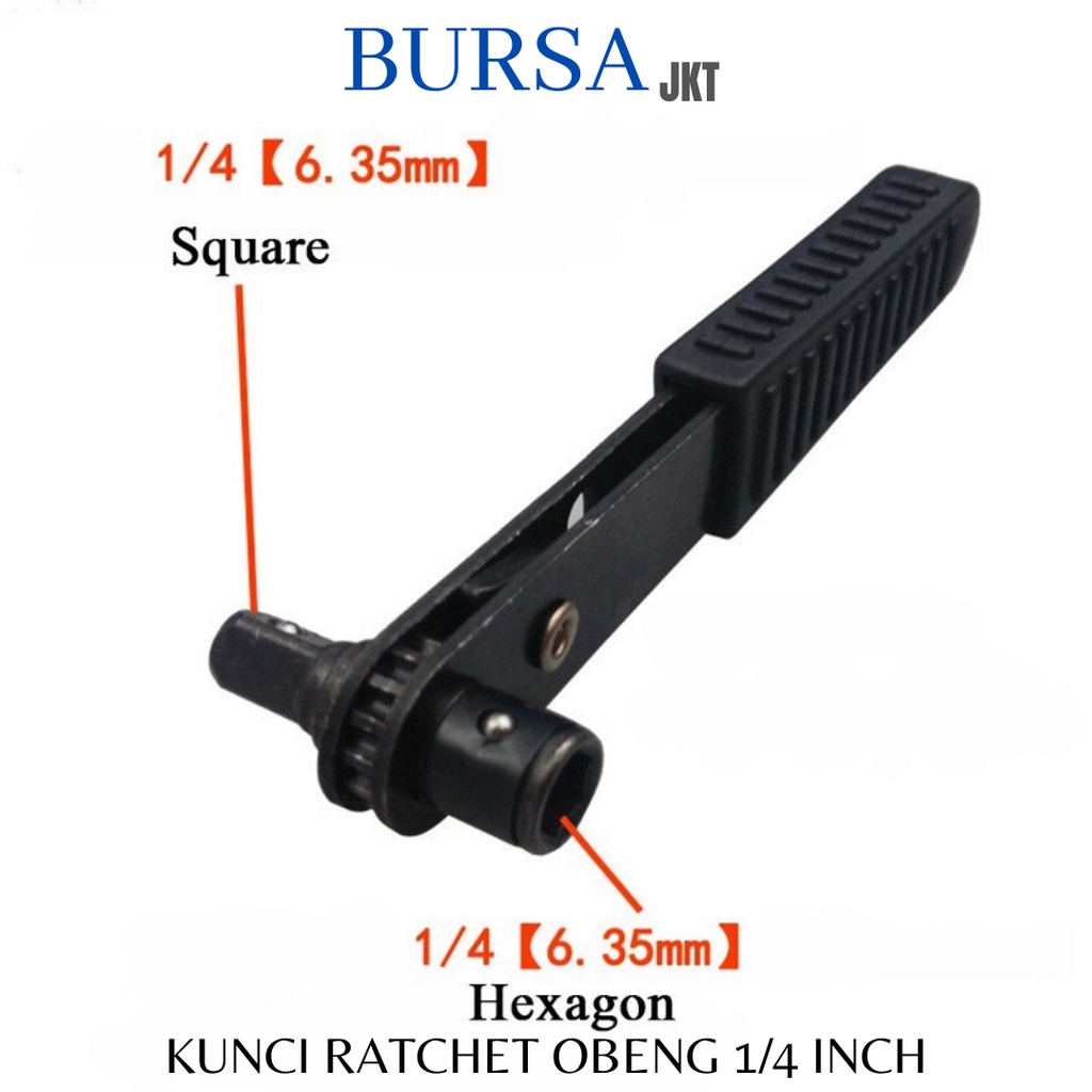 KUNCI RATCHET 1/4 HEX SOCKET SPANNER DUAL SHAPE