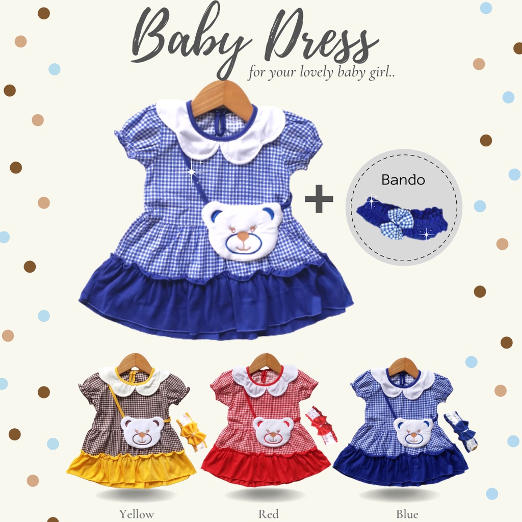 MBSS - QIU2 OH MY BEAR Dress Bayi Motif Animal Lucu (0-9 bulan) Baju Bayi Perempuan