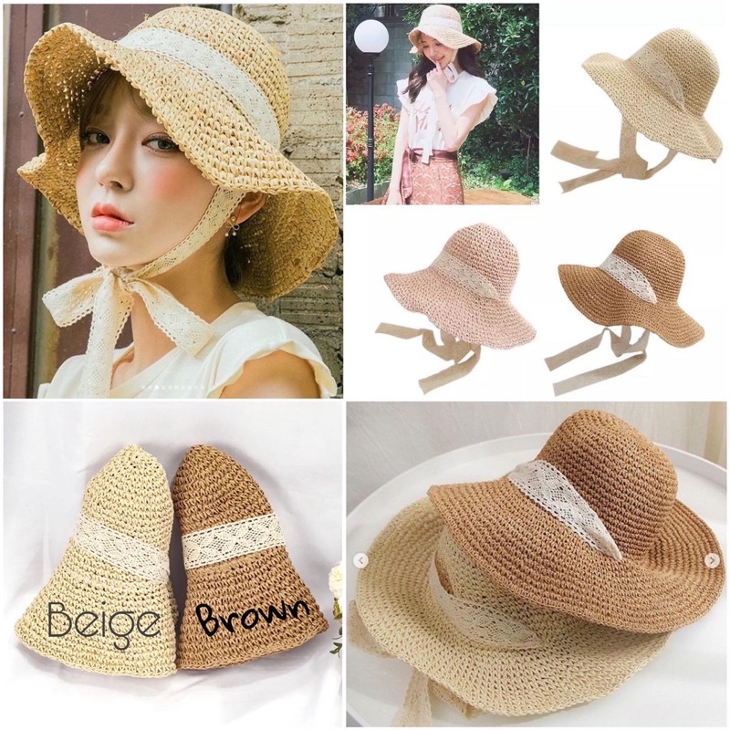 Jessi Hat | Topi Pantai Rajut Wanita Korean Style Import Topi pantai lipat topi pantai import topi t