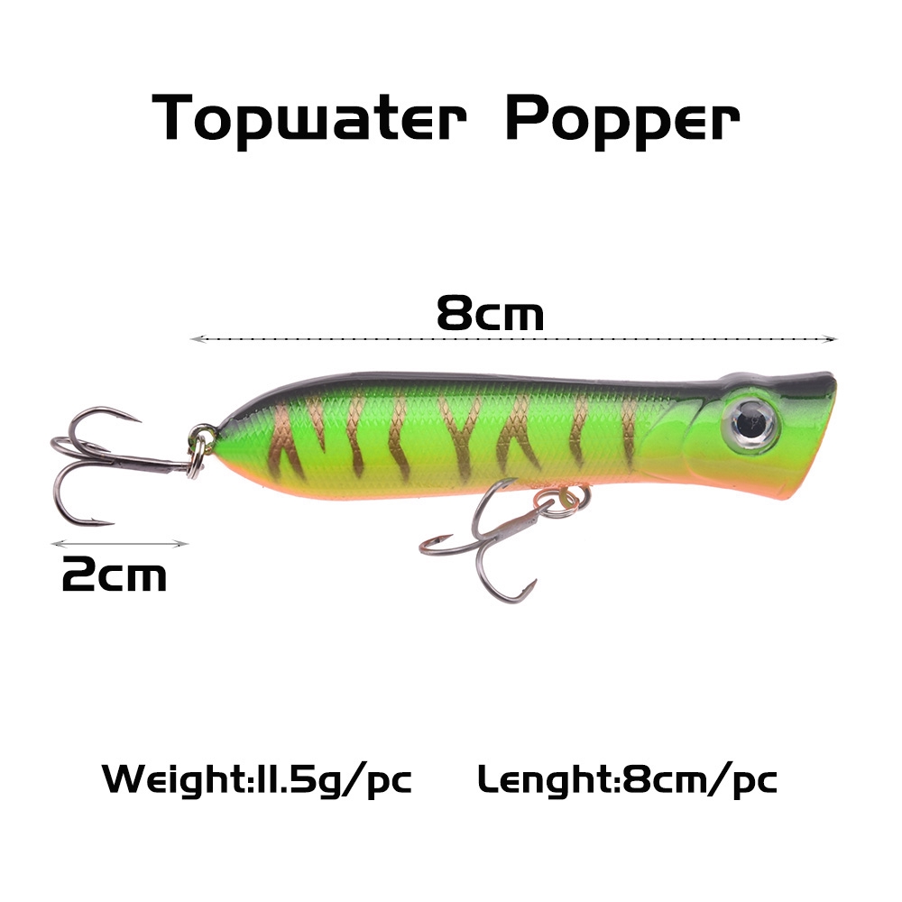 1Pcs New Popper Umpan Pancing 8cm 12g Swimbait Fishing Lure Ikan Bass Wobbler Kail Bait Memancing Tackle