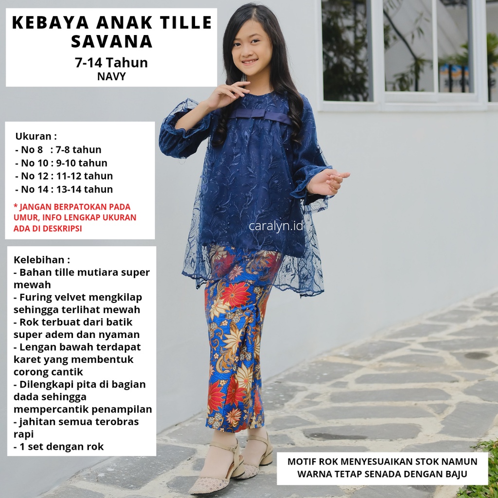 KEBAYA ANAK SET SAVANA KEBAYA TILLE 7-14 TAHUN