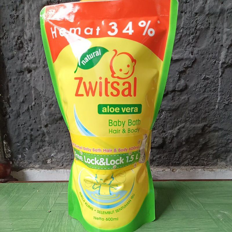 Zwitsal baby bath 600ml free botol minum lock n lock 1,5liter