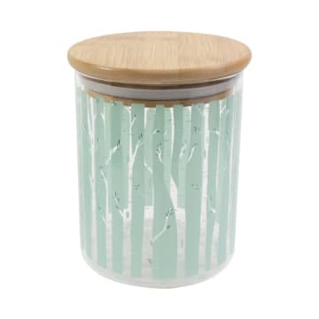 Toples kaca tutup kayu untuk kue makanan