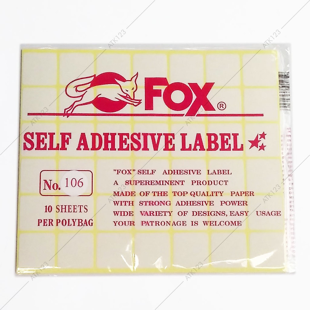 

Kertas / Label Stiker Fox No. 106 uk. 25 x 25 mm (Persegi / Bujur Sangkar / Kotak)