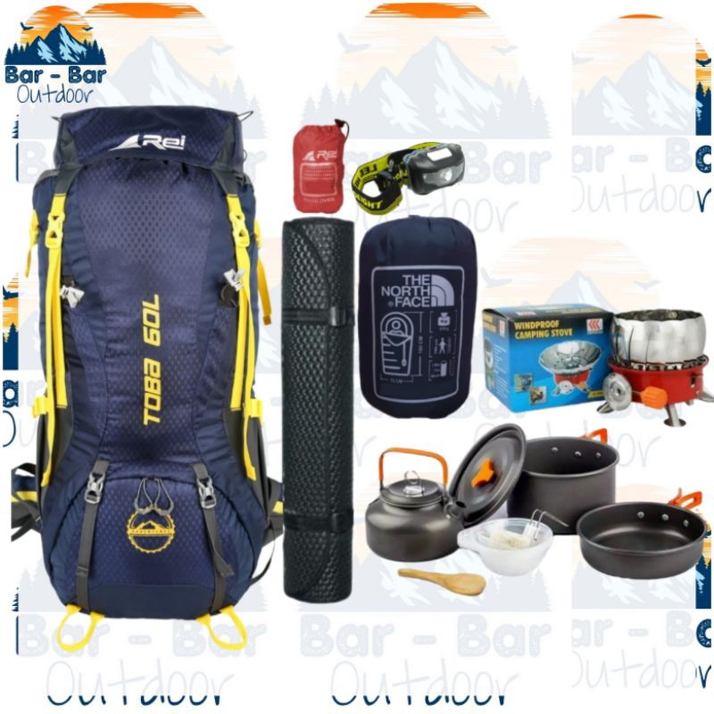 Paket Paketan Tas Gunung Outdoor Carrier Keril Arei Rei Toba 60L
