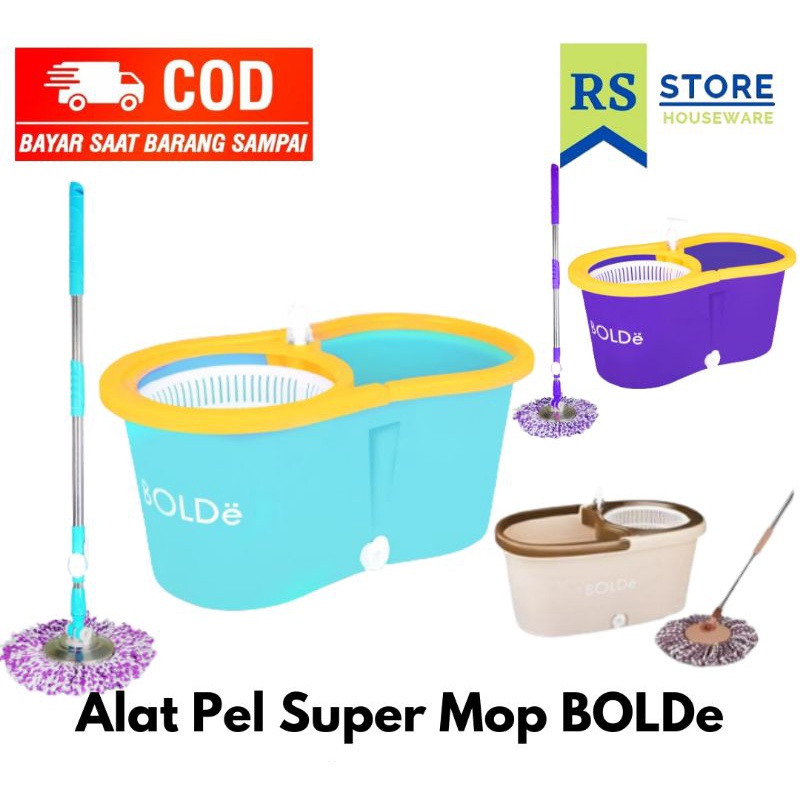Alat pel lantai bolde super mop spin mop magic mop putar pengering otomatis gagang pel panjang/kain 