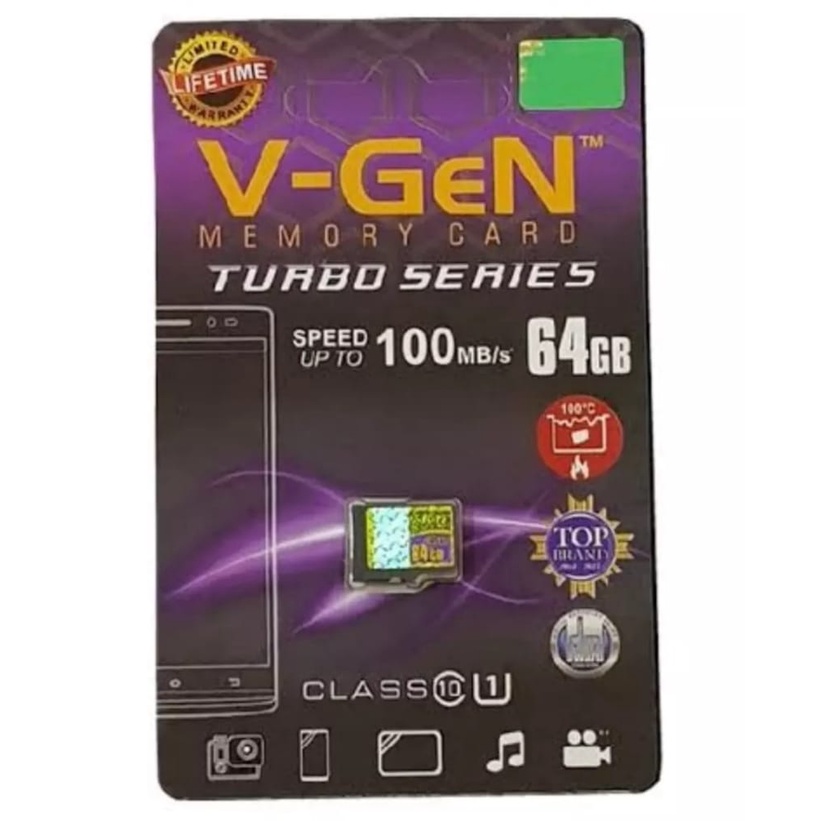 Memory Card / Micro SD V-GEN Turbo Series 100MB/s 8GB / 16GB / 32GB / 64GB Class 10 Series Micro SD V-GEN Memory Card HP V-GEN-ORIGINAL