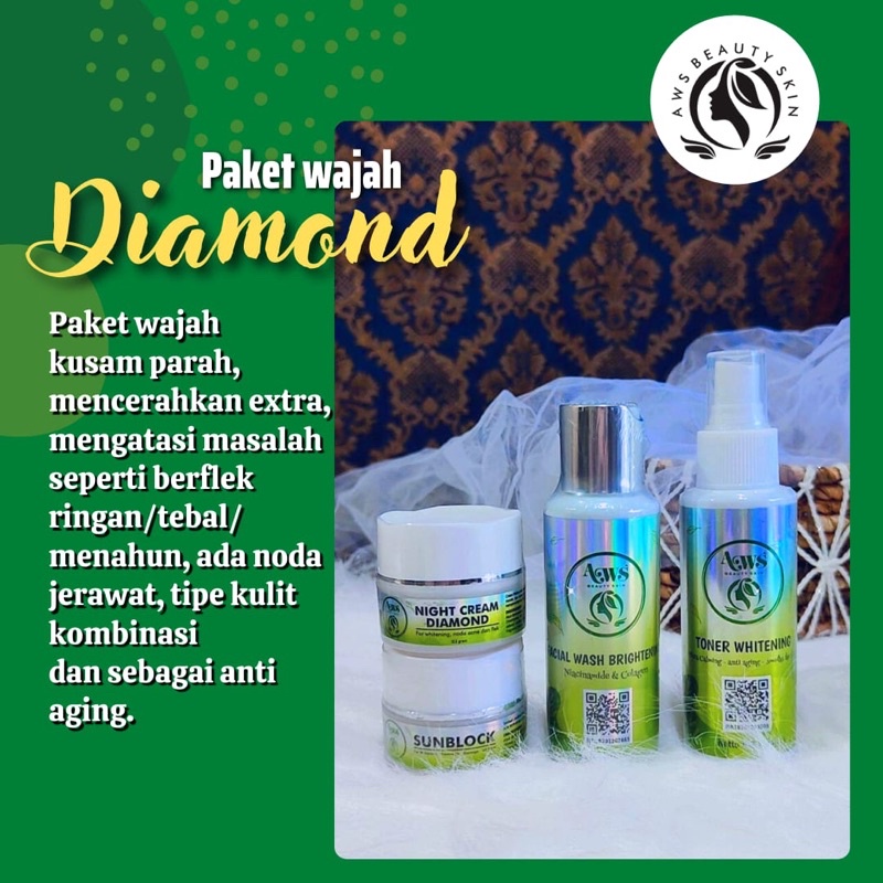 Paket Wajah Diamond /WHITENING/MENGHILANGKAN FLEK By AWS Beauty skin BPOM