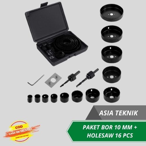 PAKET TEMURAH BOR + HOLESOW BOR KAIROS 10 MM HOLESAW 16 PCS