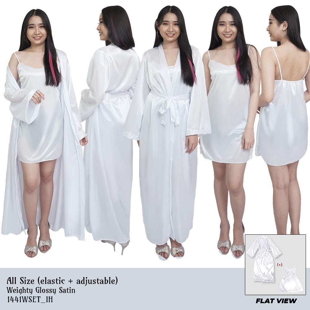 FOLVA bridesmaid kimono wedding inner tanktop satin 1441WSET putih all size