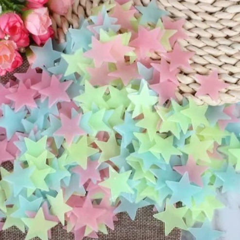 Stiker star dinding / glow in the dark isi 100pcs