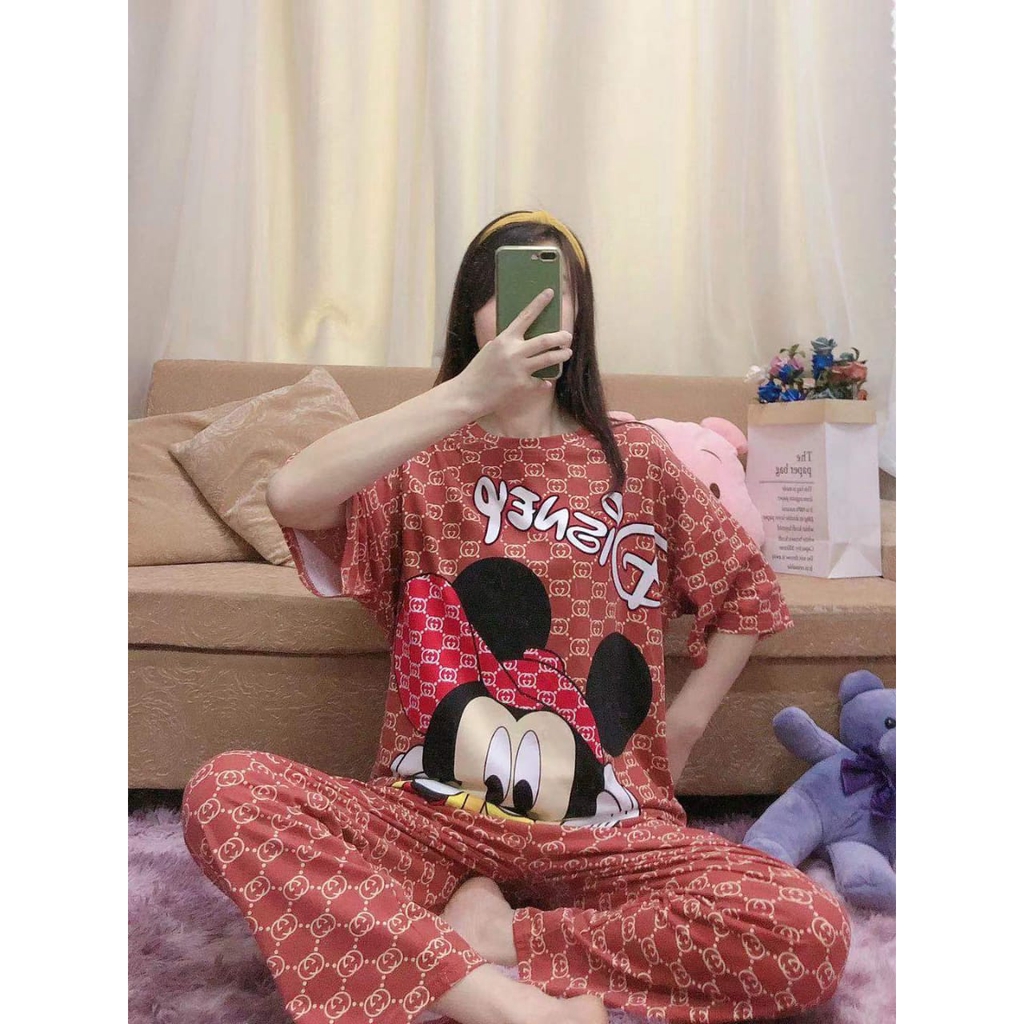 CP &amp; HP OVERSIZE /Piyama /Baju Tidur Dewasa CP &amp; HP /Bahan SPANDEK Import motif MICKEY