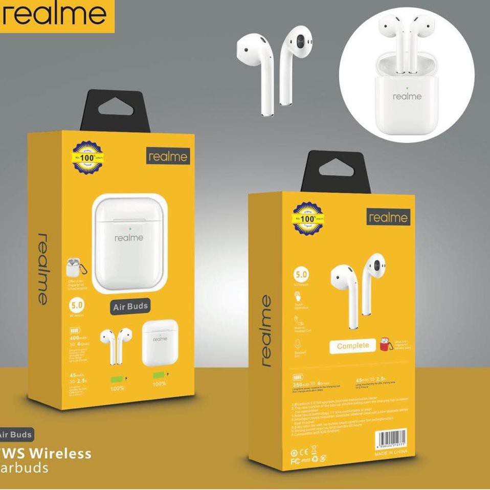 A31F Headset Bluetooth TWS Realme Airbuds  Silikon Case Support iOS Dan Android Terbaru