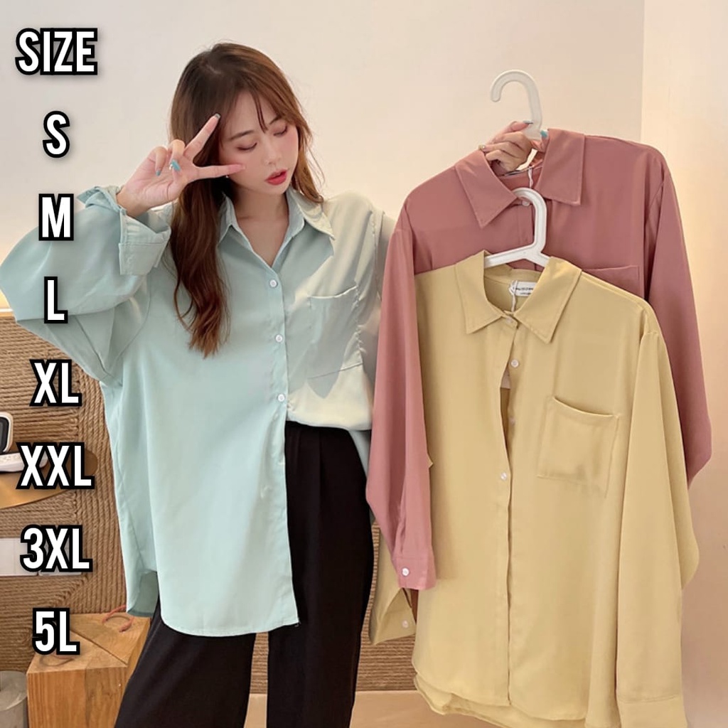 Chabi Kemeja - Size S M L XL XXL 3XL 5L - Kemeja Wanita Jumbo - Kemeja Korean Style