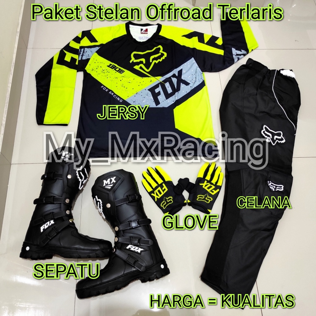 promo stelan offroad FX 02 trail cross sepatu cross jerset trail celana cross tral bonus sarung tangan