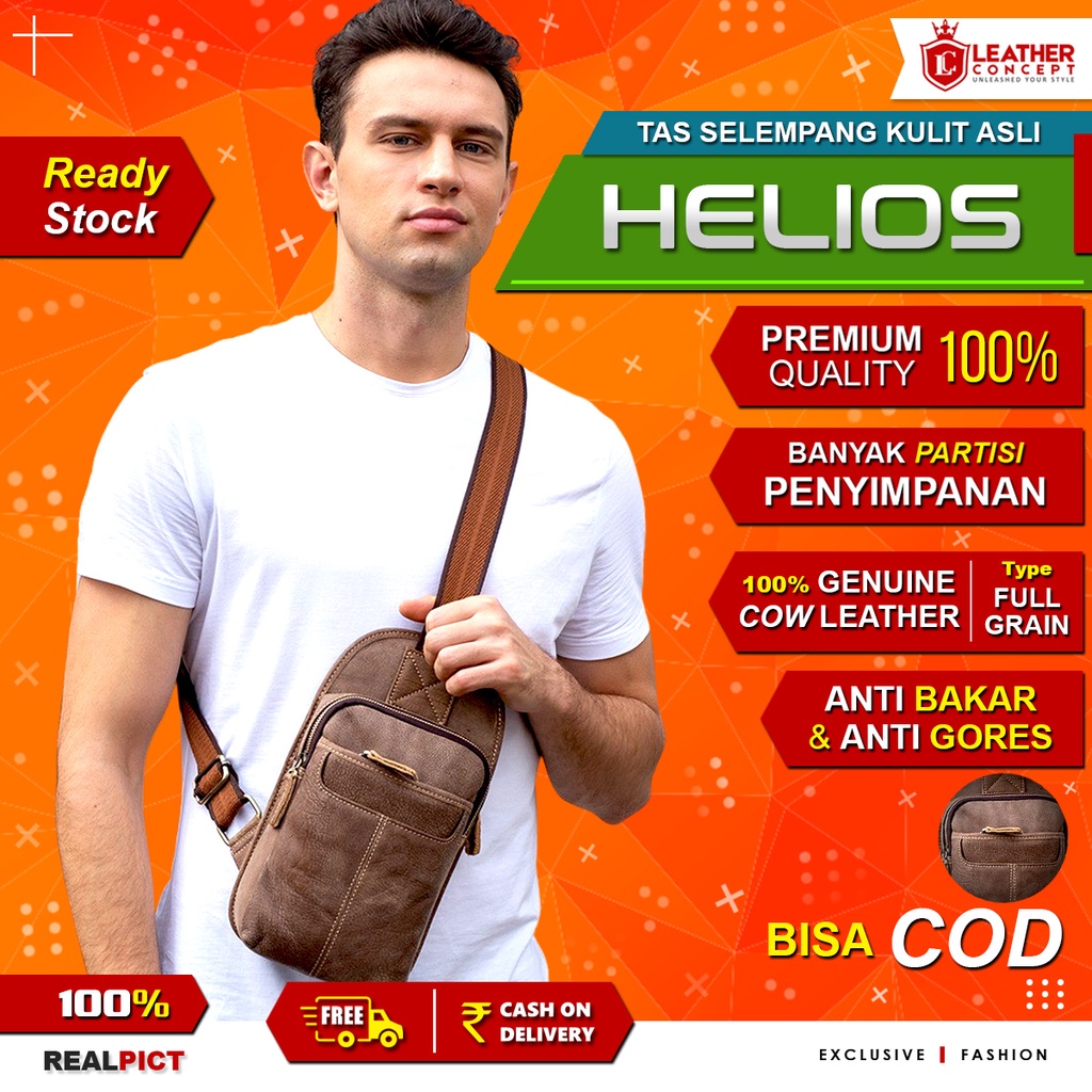 Tas Selempang Pria Kulit Sapi Asli - HELIOS By Napoleon