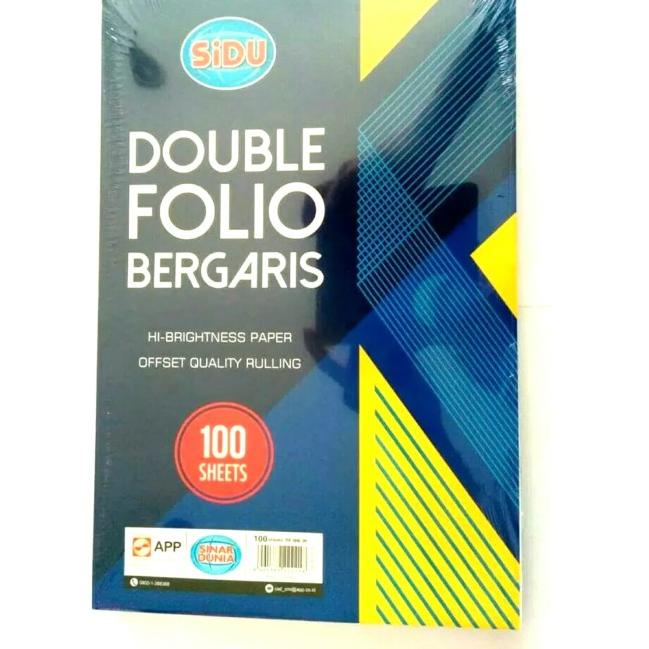 

☈ KERTAS DOUBLE FOLIO GARIS SIDU RF 100 ISI 100 SHEET / LEMBAR GROSIR ♥