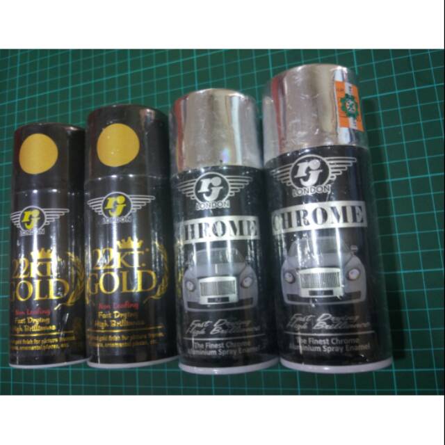 Cat semprot RJ  CHROME & GOLD 22KT versi kecil dan besar
