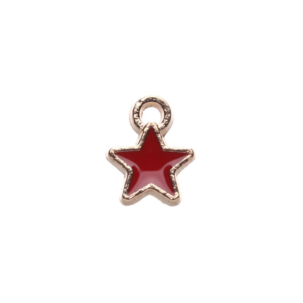 WONDER 50pcs Enamel Bintang Charms 6mm Warna Permen DIY Aksesoris Anting Gelang Pentagram Liontin