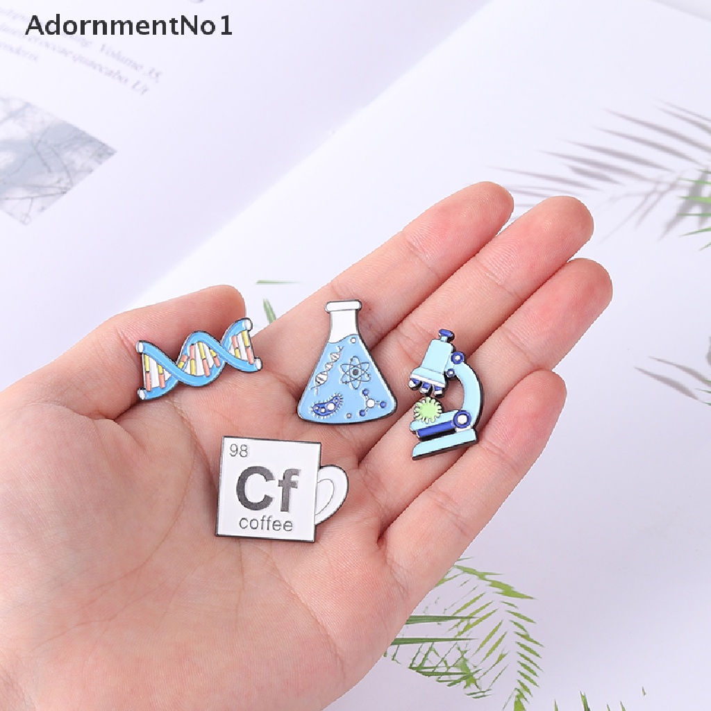 (AdornmentNo1) 1pc Bros / Pin Bahan Metal Desain Mikroskop / Beaker / DNA / Biologi Untuk Aksesoris Pakaian