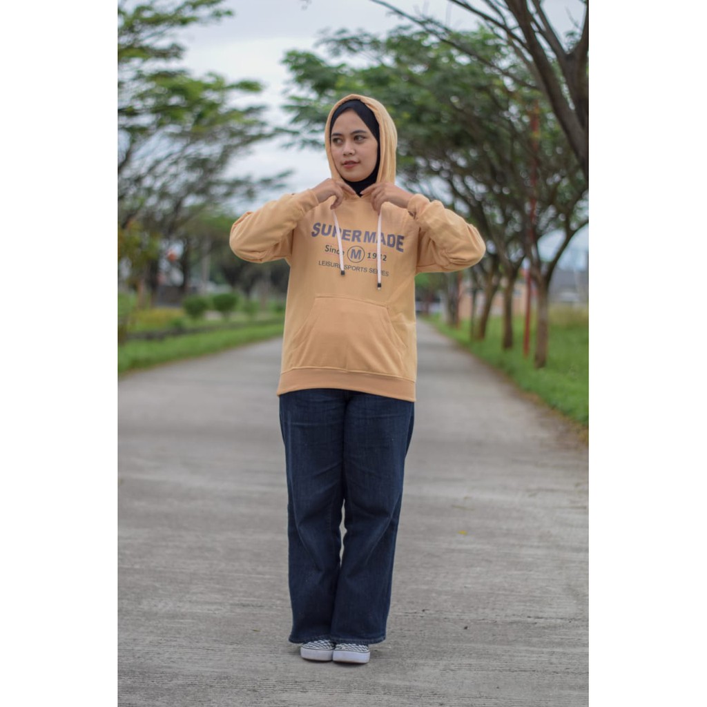 SWEATER WANITA SUPERMADE FLEECE TEBAL PREMIUM TERBARU,