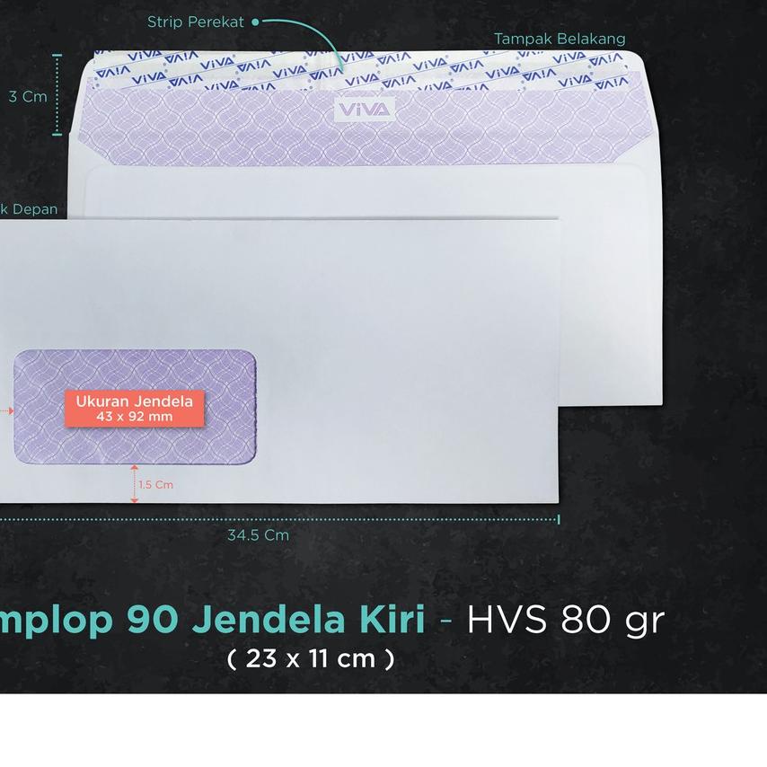 

COD✔️Amplop Putih Jendela Kiri No.90 HVS 80 gr Viva (1 Pack isi 100 lembar)|RA5