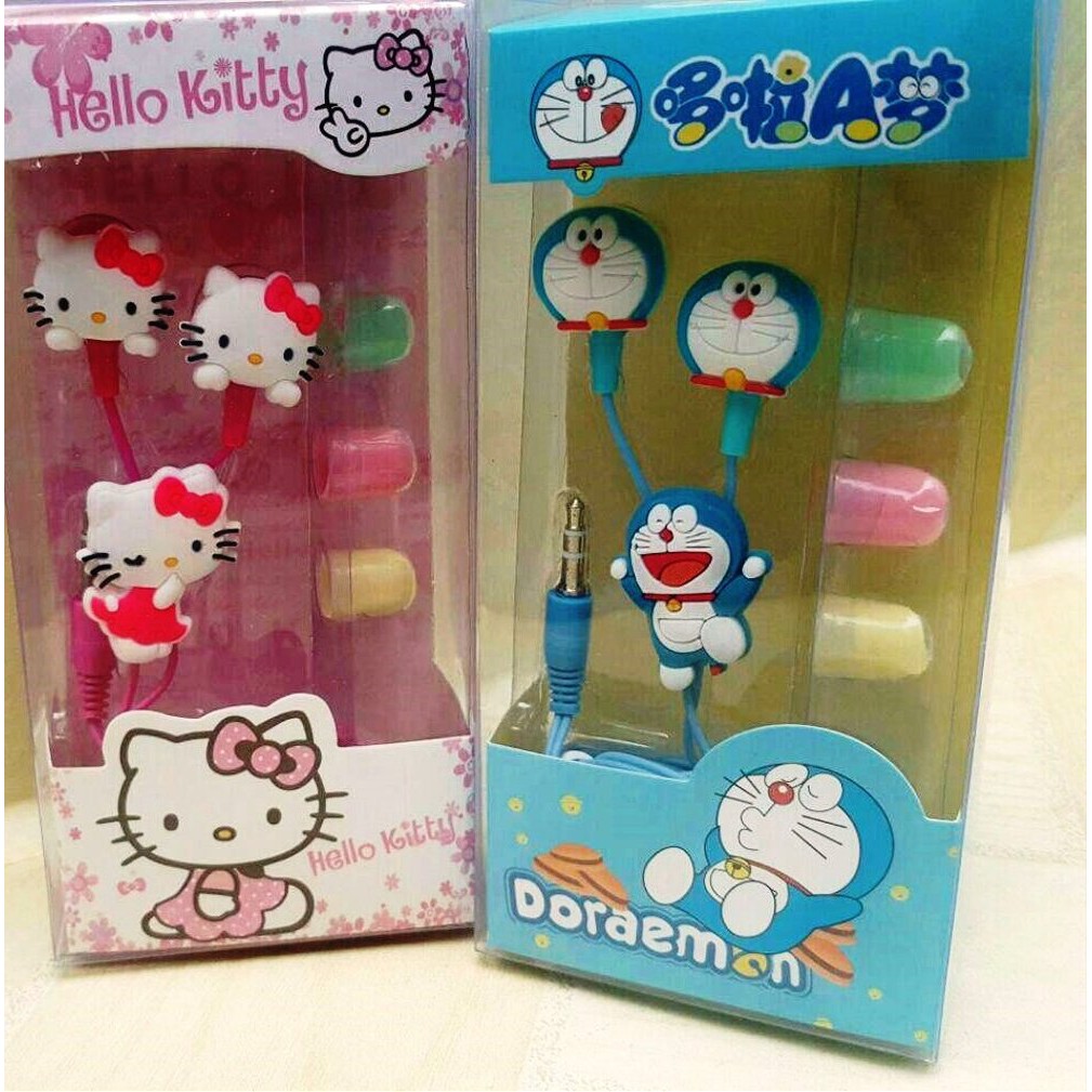 Headset Karakter HP Universal Handsfree Doraemon Hello kitty Full Body