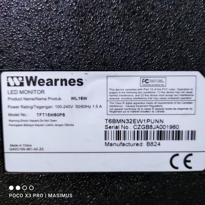 Led monitor komputer pc wearnes 15.6" wide