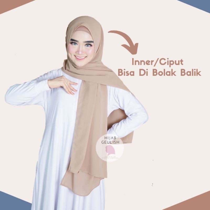 PASHMINA INNER 2IN1 CERUTY BABYDOLL | kerudung hijab instan pasmina malay ceruti babydol