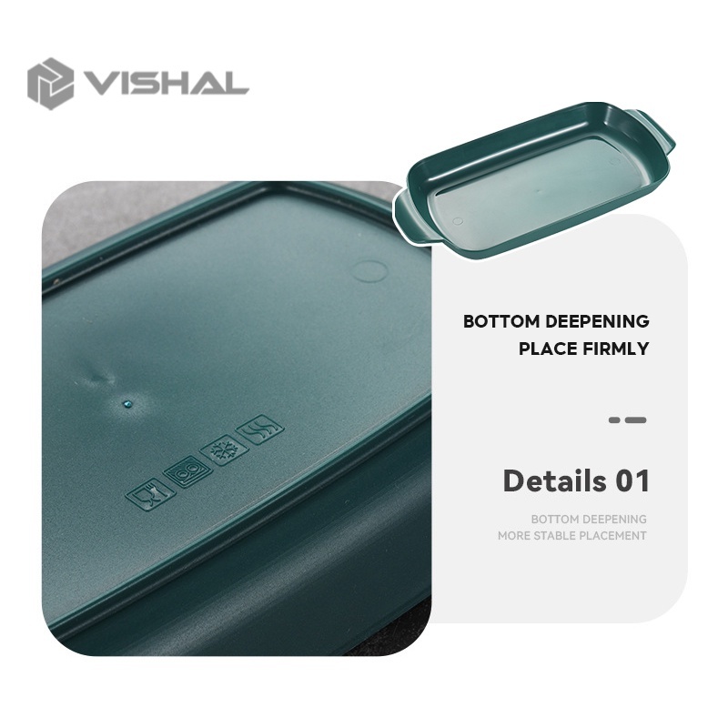 VISHAL Nampan Makanan Plastik / Food Tray Wheat Straw Piring Persegi Panjang / Piring Gulung Usus / Piring Plastik VS-82