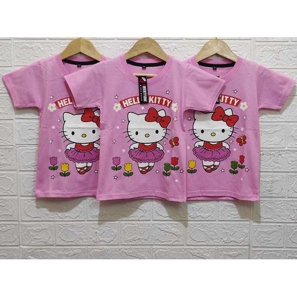 Kaos Anak Distro Karakter Perempuan Hello Kitty Pink 1-10 Tahun