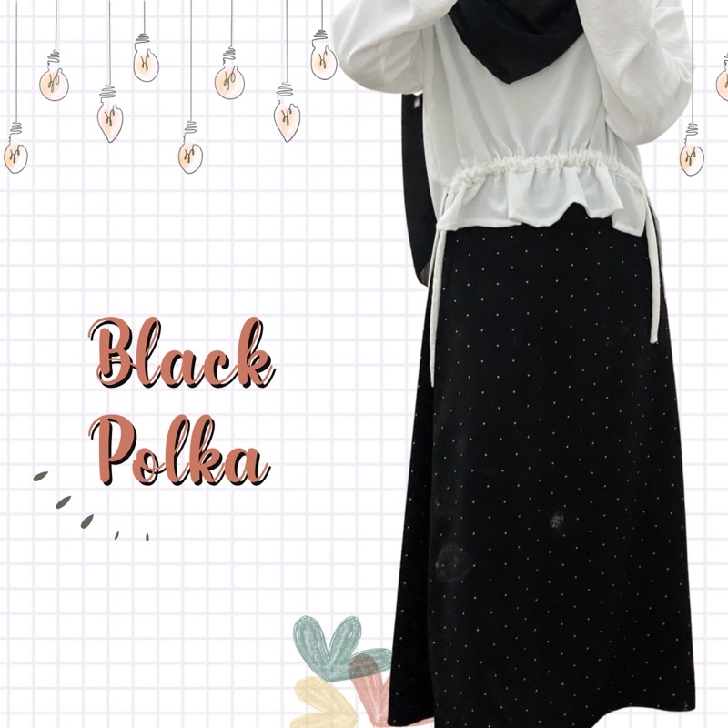 Korean Skirt Polka dan Florist • Rok korea nyaman jatuh