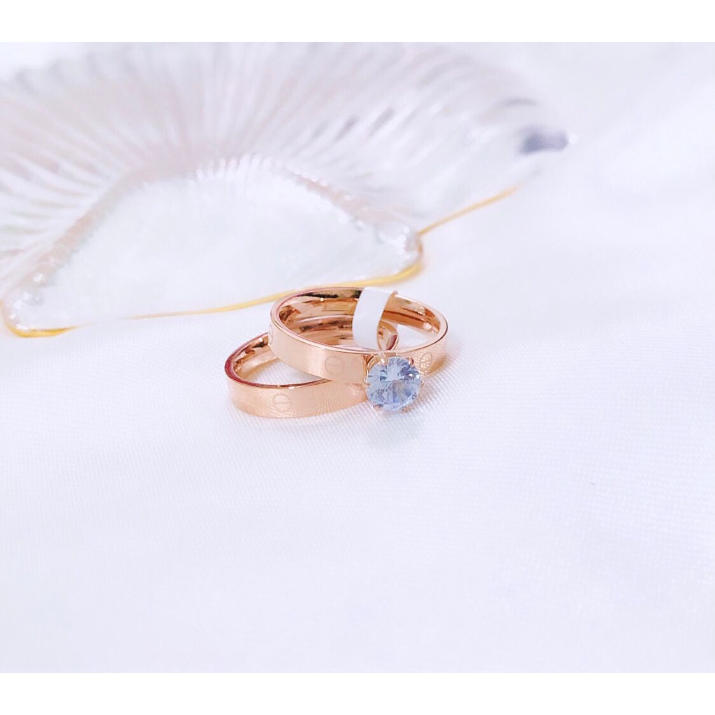 Cincin Titanium Set Isi 2 Titanium Cartier Mata Polos Premium Anti Karat