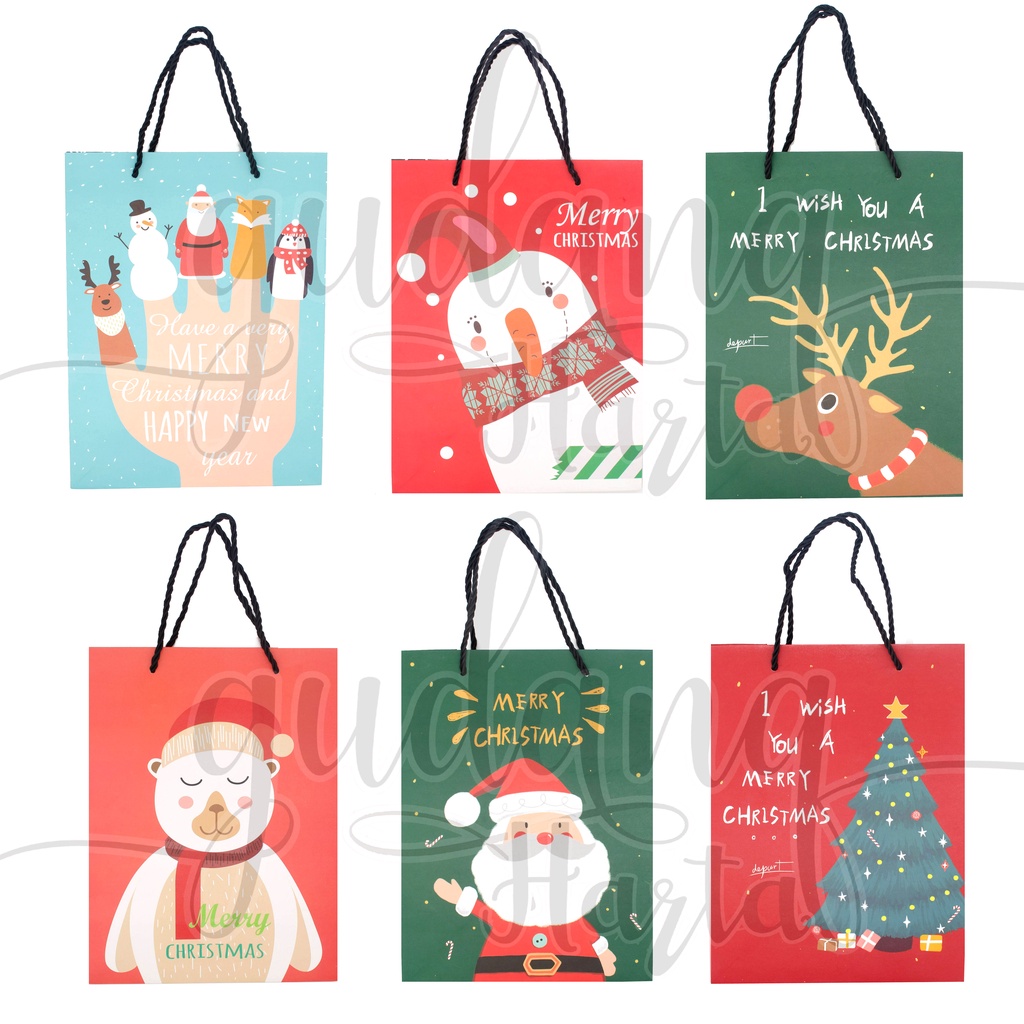 Paper Bag Natal Premium Goodie Bag Merry Christmas Bear SantaGH 507278