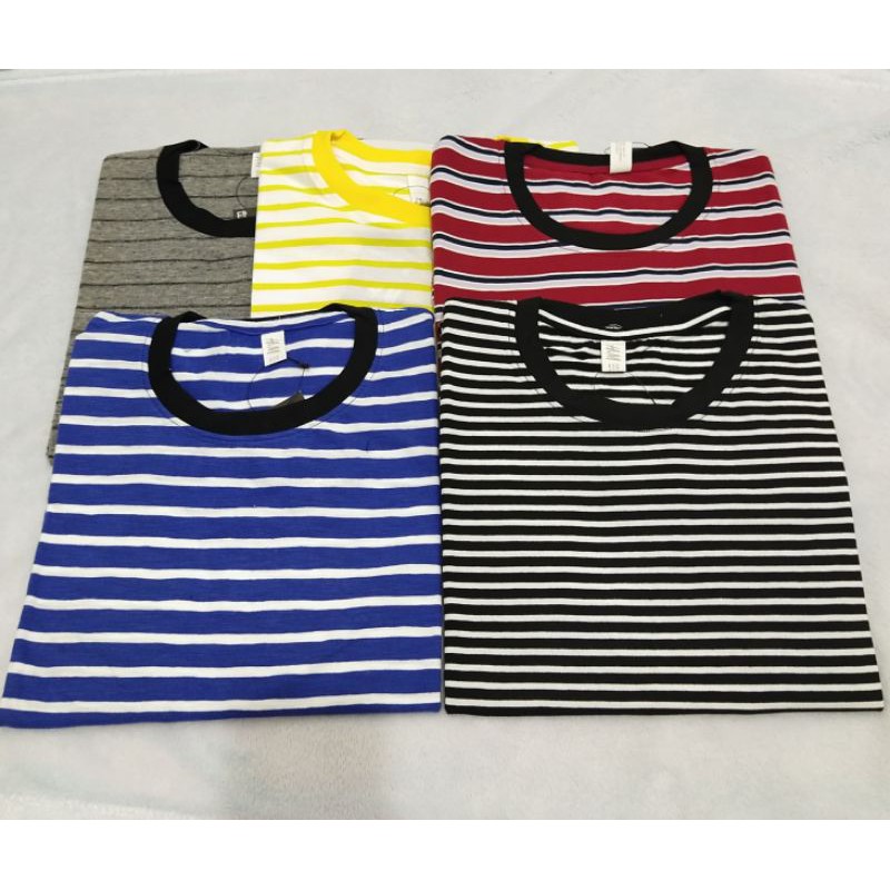 kaos stripe salur tangan pendek cowok cewek