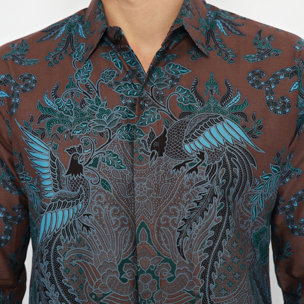 KEMEJA BATIK PRIA Lengan Panjang Premium Warna Coklat Biru Hijau 726915 Cap 72 - Baju Kemeja Atasan Pakaian Setelan Batik Pria Cowok Laki Laki Remaja Keluarga Kantor Lengan Panjang Modern Slimfit Slim Fit Premium Kekinian